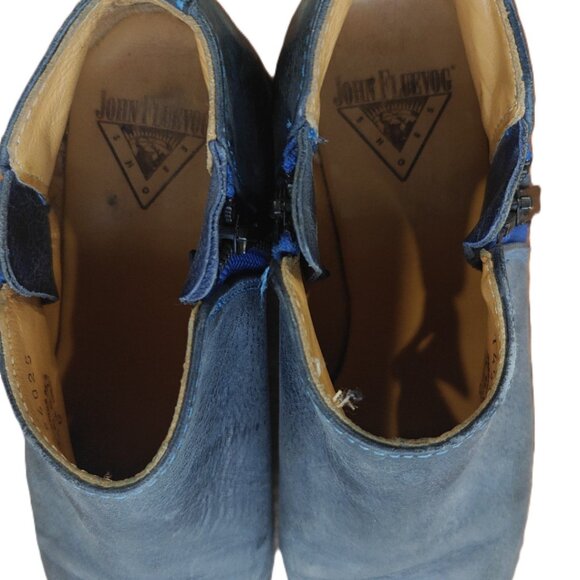John Fluevog Blue Leather Ankle Zip Shoes – Size 6.5 – Rare Style - Picture 6 of 6
